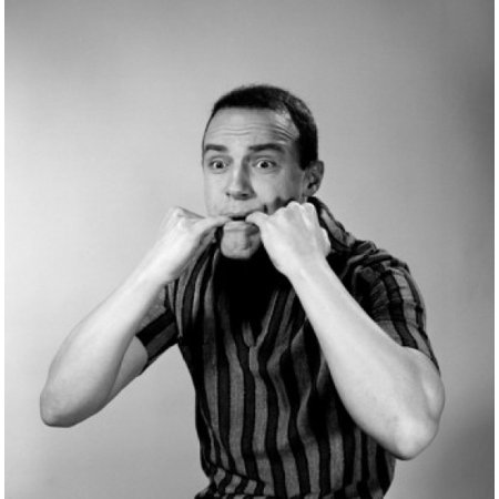 Portrait of man whistling Stretched Canvas - (18 x 24)