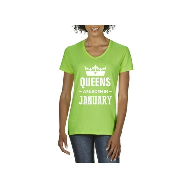 Birthday Gift Queens Are Born in January Women's V-Neck T-Shirt Tee Clothes