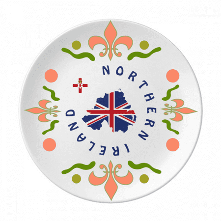 Map Flag Northern Ireland Flower Ceramics Plate Tableware Dinner Dish