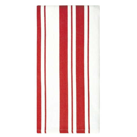 MU Kitchen Cotton Stripe Basketweave Dish Towel - Punch