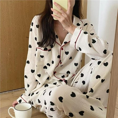 CoCopeaunt Cotton Pajamas for Women Korean Sleepwear Heart Print Pijama Female Set Woman 2 Pieces Nightwear Autumn Pyjama Long Sleeve
CoCopeaunt Cotton Pajamas for Women Korean Sleepwear Heart Print Pijama Female Set Woman 2 Pieces Nightwear Autumn Pyjama Long Sleeve