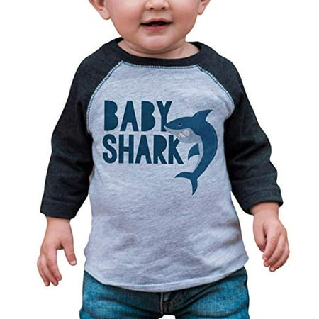 7 ate 9 Apparel Baby Shark Grey Baseball Tee
7 ate 9 Apparel Baby Shark Grey Baseball Tee