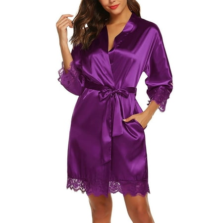 Glonme Women Nightwear Solid Color Sleep Robe V Neck Cardigan Lingerie 3/4 Sleeve Ladies Short Mini Dress With Pockets Loose Plain Dark Purple L
Glonme Women Nightwear Solid Color Sleep Robe V Neck Cardigan Lingerie 3/4 Sleeve Ladies Short Mini Dress With Pockets Loose Plain Dark Purple L