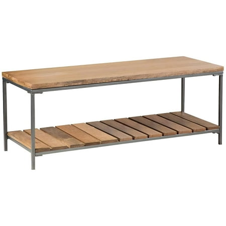 Coaster Furniture Accent Slat Shelf Natural and Gunmetal Bench 914127