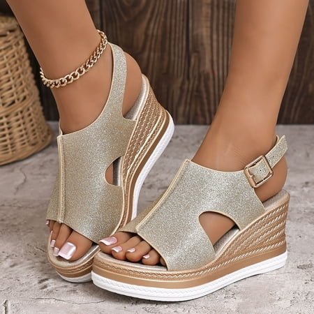 ZHELIYO Women s sandals Women s Beach Slope Heel Sandals Hollow Casual Slippers Slope Bottom Shoes Retro Sandals Gold 8.5
ZHELIYO Women s sandals Women s Beach Slope Heel Sandals Hollow Casual Slippers Slope Bottom Shoes Retro Sandals Gold 8.5