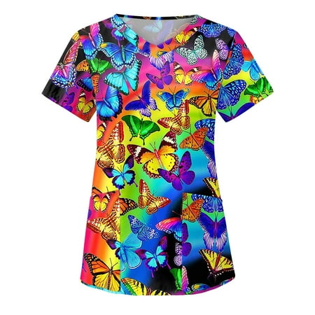 Women Scrubs Top Working Uniform Nurses Clothing Workwear Short Sleeve V-Neck Tops Party Thanksgiving T-Shirts Vacation Clothes
Women Scrubs Top Working Uniform Nurses Clothing Workwear Short Sleeve V-Neck Tops Party Thanksgiving T-Shirts Vacation Clothes