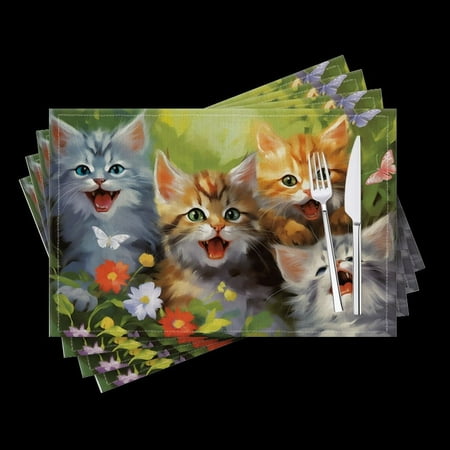 Bahomeck Placemats Set Of 4 Rectangle Linen Cotton Placemats For Dining Table Fade Resistance Washable Heat Resistant,18*12Inch Group Of Cute Kittens Playing Happily In The Garden
Bahomeck Placemats Set Of 4 Rectangle Linen Cotton Placemats For Dining Table Fade Resistance Washable Heat Resistant,18*12Inch Group Of Cute Kittens Playing Happily In The Garden