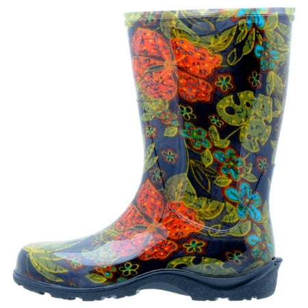 Sloggers 5002BK09 Women s Rain & Garden Boot Midsummer Black Print Size 9