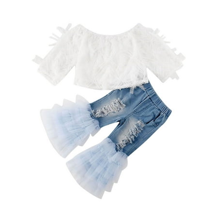 Nokpsedcb Toddler Baby Girl Kid Off Shoulder Gauze Tops Ruffle Denim Pants Party Outfit Clothes White 4-5 Years
Nokpsedcb Toddler Baby Girl Kid Off Shoulder Gauze Tops Ruffle Denim Pants Party Outfit Clothes White 4-5 Years