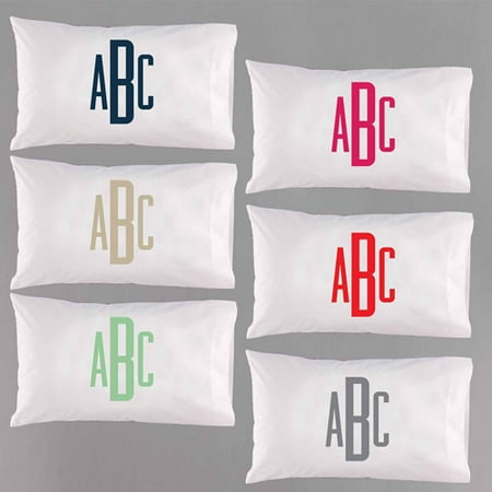 Personalized Raised Monogram Pillowcase, Available in 6 Colors