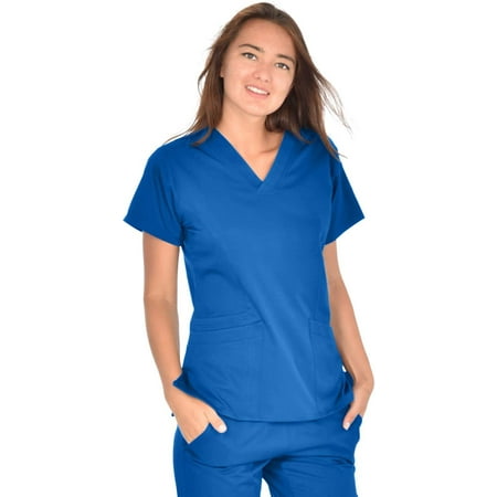 Mini Marilyn Women s 4-Way Stretch V-Neck 3 Pocket Scrub Top