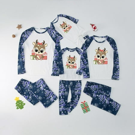 

YYDGH Christmas Pajamas for Family Christmas Pjs Matching Sets for Couples Adults Kids Funny Holiday Sleepwear Deer Xmas Jammies