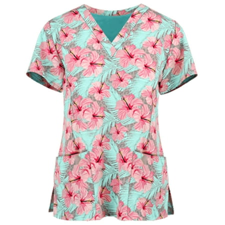 Tuscom Women Printing Plus Size Nurse Scrubs Tops Short Sleeve Workwear V-neck Clinic Carer Working Uniform Blouse
Tuscom Women Printing Plus Size Nurse Scrubs Tops Short Sleeve Workwear V-neck Clinic Carer Working Uniform Blouse