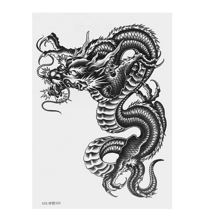 NUOLUX Large Black Dragon Temporary Arm Stickers for Men Women