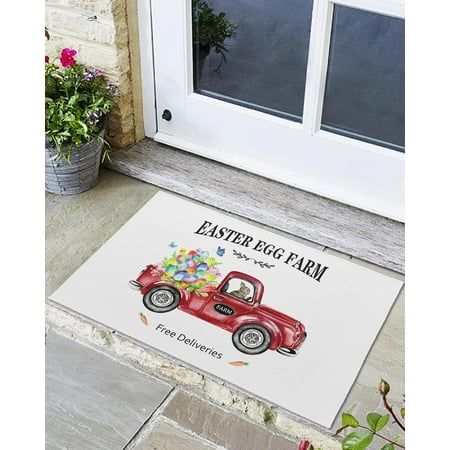 Indoor Outdoor Mats Easter Farm Bunny Driving A Red Truck with Flowers Door Mat Non-Slip Absorbent Resist Dirt Entrance Mat Washable Welcome Mats for Entryway Low-Profile Floor Mats
Indoor Outdoor Mats Easter Farm Bunny Driving A Red Truck with Flowers Door Mat Non-Slip Absorbent Resist Dirt Entrance Mat Washable Welcome Mats for Entryway Low-Profile Floor Mats