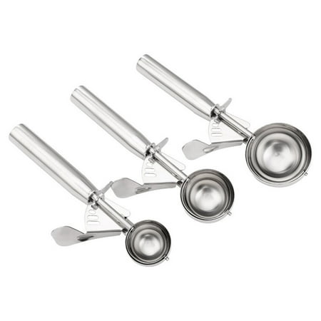 

3pcs Stainless Steel Ice Cream Scoops with Trigger Melon Baller Cookie Spoon for Cupcake Meatball Muffin (Large Size+Medium Size