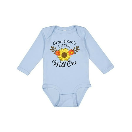 Inktastic Gran Gran s Little Wild 1 with Beautiful Sunflower Gift Baby Boy or Baby Girl Long Sleeve Bodysuit