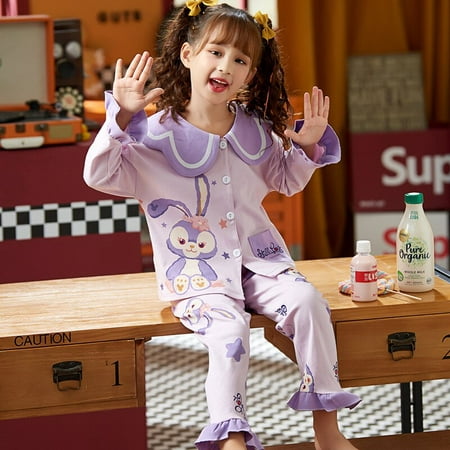

Anime Children Pajama Suit Kawaii Sanrios Kuromi Cinnamoroll Hellokittys Cartoon Girl Long Sleeve Pant Home Clothing 2 Piece Set