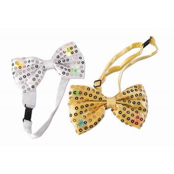 LIGHT UP SEQUIN BOWTIE-SILVER