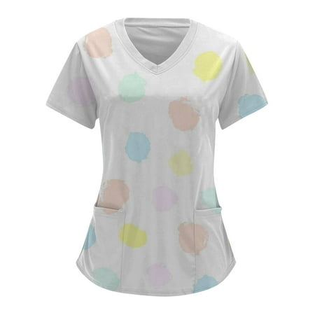 TAIAOJING Scrubs for Women Workwear Comfotable Easter Day Printed Short Sleeve V Neck Holiday Fun Patterned Working Tshirts Blouse Tops With Pockets
TAIAOJING Scrubs for Women Workwear Comfotable Easter Day Printed Short Sleeve V Neck Holiday Fun Patterned Working Tshirts Blouse Tops With Pockets