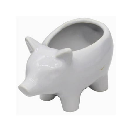 Kole Imports AC294-8 3.5 in. Leisure Arts Ceramic Pig Vase White - Pack of 8