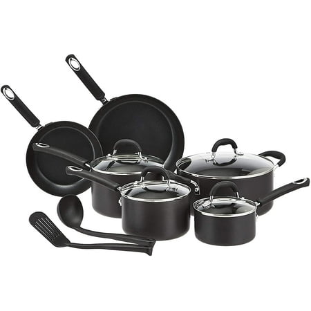 Hard Anodized Non-Stick 12-Piece Cookware Set Black - Pots Pans and Utensils