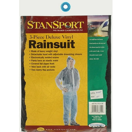 Stansport Men's Vinyl Rainsuit with Hood, Clear