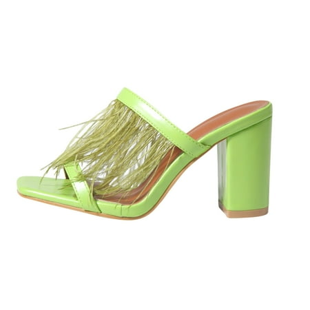 Slippers For Women House Shoes For Women Women s Sandals Chunky High Heel Feather Sexy Summer Slippers Casual Fluorescent Green Shoes Green
Slippers For Women House Shoes For Women Women s Sandals Chunky High Heel Feather Sexy Summer Slippers Casual Fluorescent Green Shoes Green