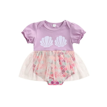 Nokpsedcb Newborn Baby Girls Dress Style Romper Short Sleeve Shell Scale Print Mesh Patchwork Star Pattern Bodysuit Purple 3-6 Months
Nokpsedcb Newborn Baby Girls Dress Style Romper Short Sleeve Shell Scale Print Mesh Patchwork Star Pattern Bodysuit Purple 3-6 Months
