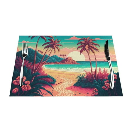 ZNDUO Placemats 1 PCS Heat Resistant Stain Resistant Woven PVC Insulation Placemats Durable Washable Elegant Table Mats for Dining-Tropical Coastline 18 x12
ZNDUO Placemats 1 PCS Heat Resistant Stain Resistant Woven PVC Insulation Placemats Durable Washable Elegant Table Mats for Dining-Tropical Coastline 18 x12