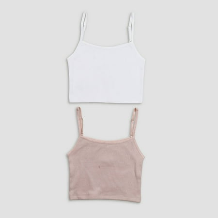 Hanes Girls 2pk Pointelle Longline Bralette - Rose/White S