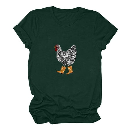 Shirts for Women Shirts for Women Women s Short Sleeve T-shirt Good Luck Chicken Farmer Funny Letter Print Tops Crop Top White Tank Tops Women New Arrival Green S
Shirts for Women Shirts for Women Women s Short Sleeve T-shirt Good Luck Chicken Farmer Funny Letter Print Tops Crop Top White Tank Tops Women New Arrival Green S
