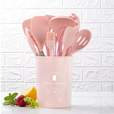 11pcs Silicone Kitchen Utensils Set Spatula Soup Spoon Egg Whisk Food Clip Oil Brush With Holder High Temperature Resistant Non-stick Kitchen Cooking Tools
11pcs Silicone Kitchen Utensils Set Spatula Soup Spoon Egg Whisk Food Clip Oil Brush With Holder High Temperature Resistant Non-stick Kitchen Cooking Tools