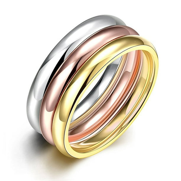 3pc Stainless Steel Wedding Ring Band Set