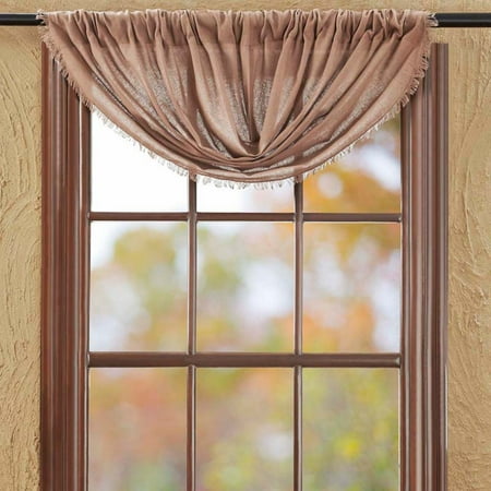 Vhc Rustic Lodge Farmhouse Kitchen Window Curtains Cloth Fringed Balloon Valance