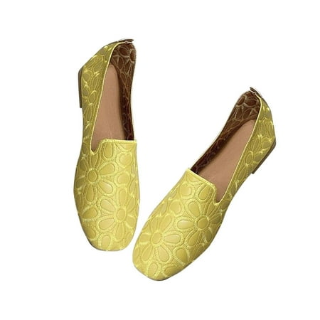 Up to 30% off! Kukoosong Womens Comfort Flats Smooth Womens Breathable Casual Flat-Bottomed Square Head Shallow Cut Single Shoe Embossed Casual Shoes for Women Yellow 37
Up to 30% off! Kukoosong Womens Comfort Flats Smooth Womens Breathable Casual Flat-Bottomed Square Head Shallow Cut Single Shoe Embossed Casual Shoes for Women Yellow 37