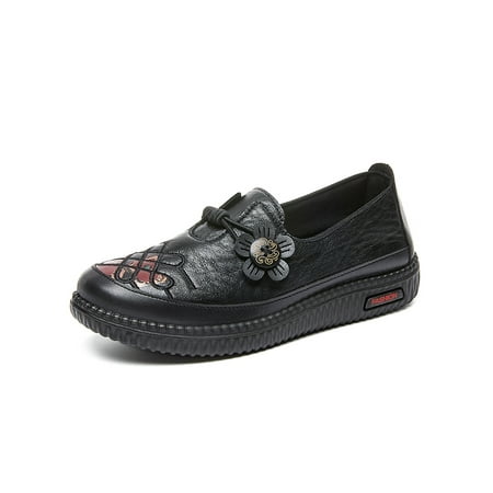 Kesitin Ladies Comfort Round Toe Leather Shoe Walking Breathable Floral Buckle Anti-Slip Flats Black 5
Kesitin Ladies Comfort Round Toe Leather Shoe Walking Breathable Floral Buckle Anti-Slip Flats Black 5