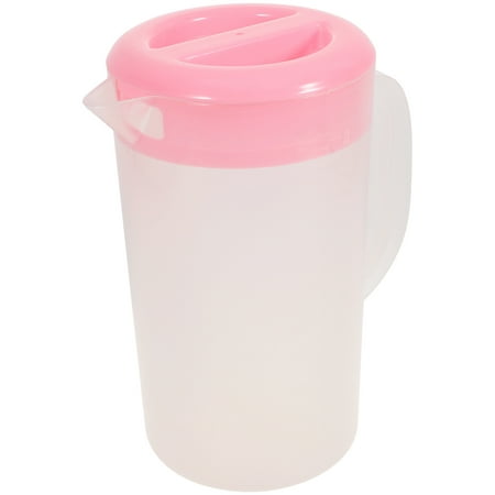 

Large Capacity Beverage Storage Container Heat Resistant Cold Water Jug Plastic Juice Pitcher Household Teapot Kettle with Lid (Pink)