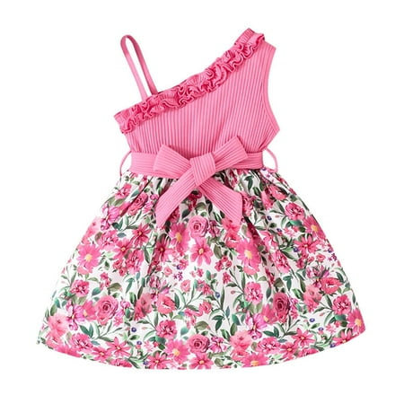 Tengma Toddler Girls Dresses Kids Baby Summer Casual Sleeveless Sloping Shoulder Floral Bow A Line Dress Party Princess Dress Clothes Princess Dresses Hot Pink 120
Tengma Toddler Girls Dresses Kids Baby Summer Casual Sleeveless Sloping Shoulder Floral Bow A Line Dress Party Princess Dress Clothes Princess Dresses Hot Pink 120