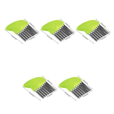 5pcs Stainless Steel Fruit and Vegetable Wavy Chopper Potato Carrot Chip French Fry Crinkle Slicer Green