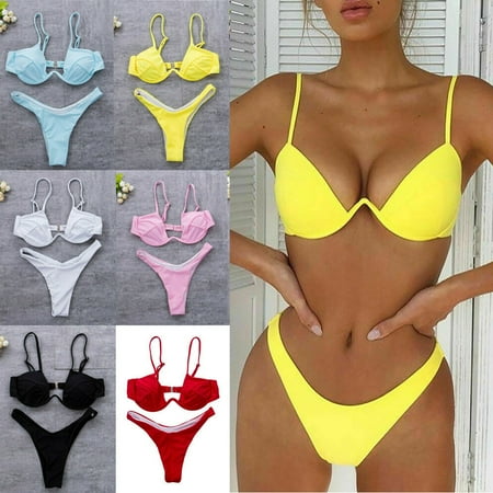 Emmababy Women 2PCS Bikini Set Wire Padded Back Buckler Bra Triangle High Waist Panty
Emmababy Women 2PCS Bikini Set Wire Padded Back Buckler Bra Triangle High Waist Panty