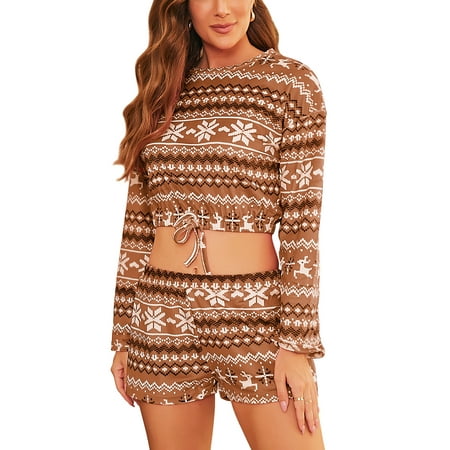 Grianklook Women Fleece Pajama Set Sleepwear Lounge Set Christmas Pullover Tops and Shorts
Grianklook Women Fleece Pajama Set Sleepwear Lounge Set Christmas Pullover Tops and Shorts
