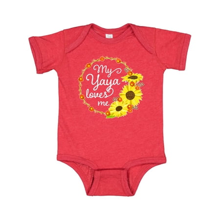 Inktastic My Yaya Loves Me with Sunflower Wreath Gift Baby Boy or Baby Girl Bodysuit