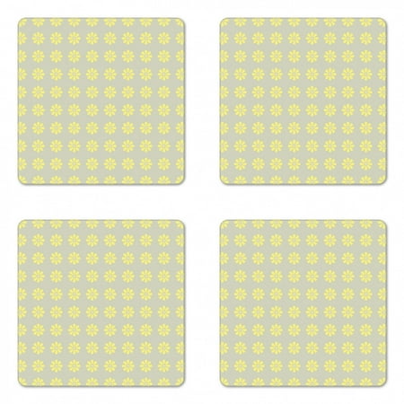 Vintage Coaster Set of 4 Simplistic Repeating Pattern with Symmetric Order Flowers Square Hardboard Gloss Coasters Standard Size Pale Khaki Pale Yellow by Ambesonne
Vintage Coaster Set of 4 Simplistic Repeating Pattern with Symmetric Order Flowers Square Hardboard Gloss Coasters Standard Size Pale Khaki Pale Yellow by Ambesonne