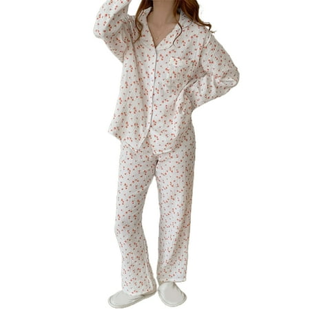 Women Button Down 2Pcs Pajamas Set Long Sleeve Lapel Floral Lounge Sleepwear
Women Button Down 2Pcs Pajamas Set Long Sleeve Lapel Floral Lounge Sleepwear