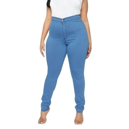High Waist Tummy Booty Slimming Butt Lift Plus-Size Denim Jeans Women M Red