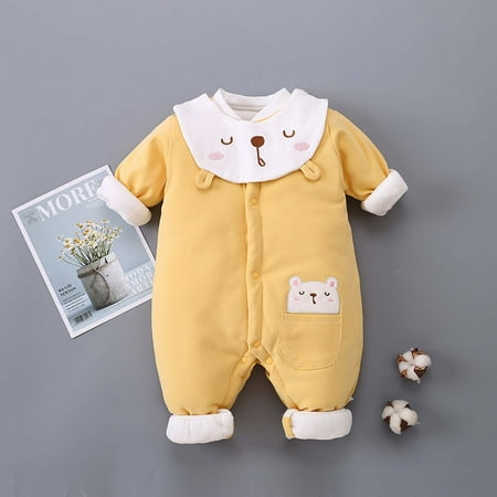 

50% off Clear! purcolt Baby Boys Girls Cotton Thermal Jumpsuit Autumn Winter Infant Newborn Infant Buttons Romper Outfits Cute Cartoon One-Piece Sets on Clearance