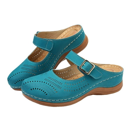 

1 Pair of Vintage Wedge Sandals Comfortable Slipper Casual Heel Slipper Footwear Supplies Sky-Blue Size 42 EU40.5 US9 UK6.5