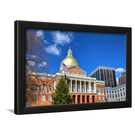 Massachusetts State Located in the Beachon Hill Neigbhorhood of Boston. it is the State Capitol And Framed Print Wall Art By SeanPavonePhoto