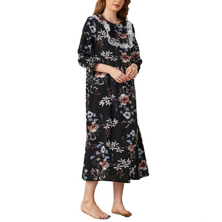 Cute Floral Print Round Neck Nightgowns 3/4 Sleeve Black Womens Nightgowns & Sleepshirts (Women s)
Cute Floral Print Round Neck Nightgowns 3/4 Sleeve Black Womens Nightgowns & Sleepshirts (Women s)
